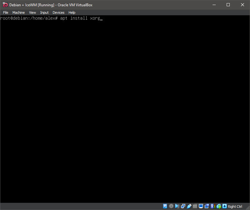 Running 'apt install xorg'